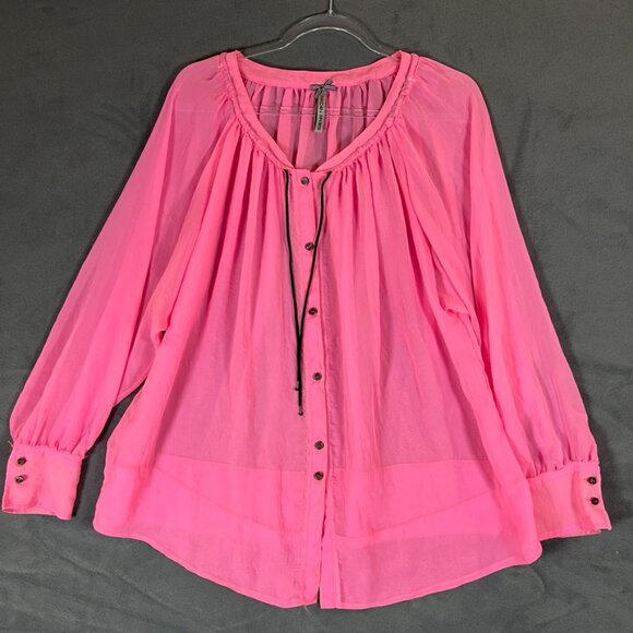 Marc Cain Tops - Marc Cain Sport Super Pink XL Button Down Blouse drawstring